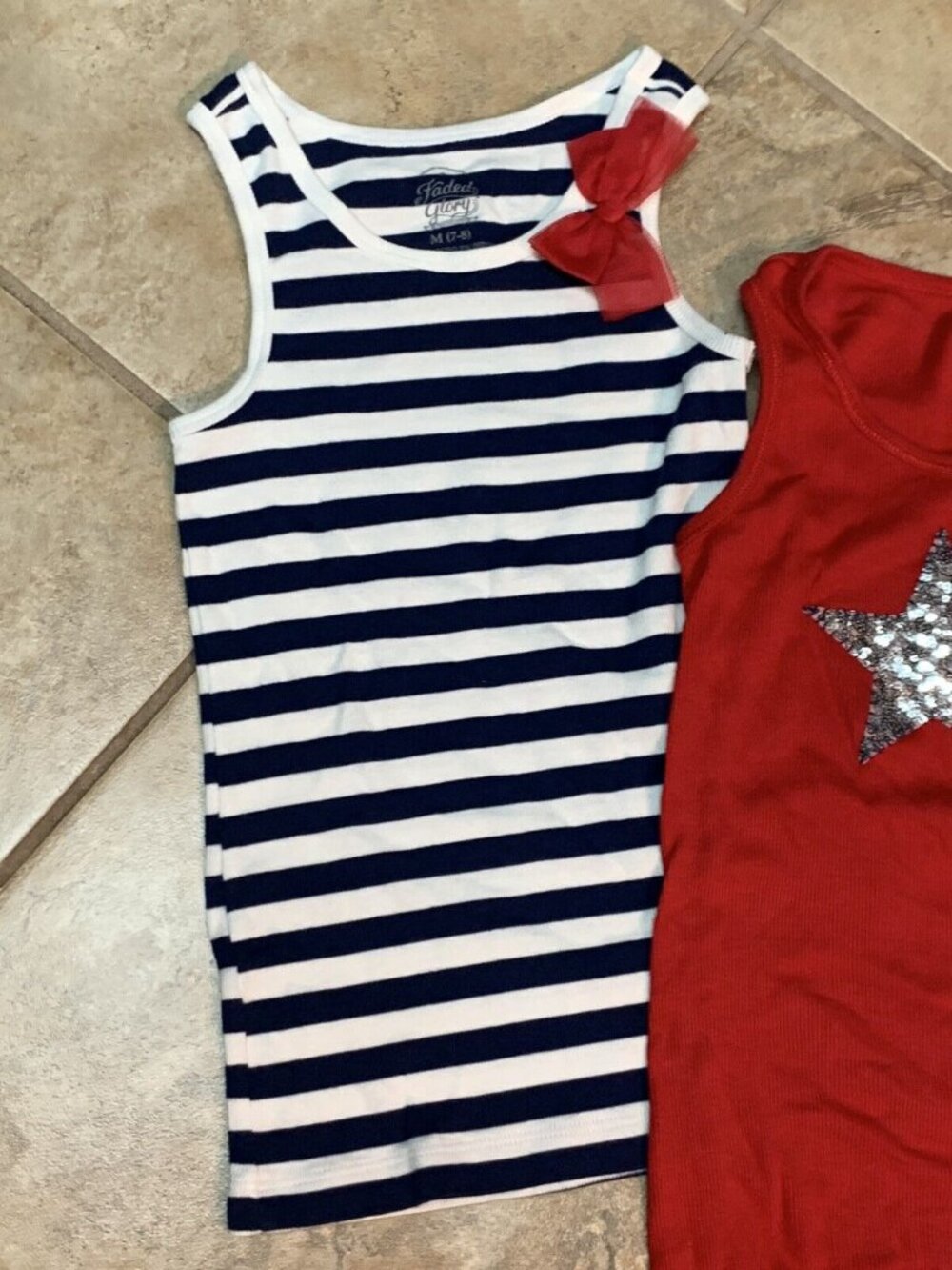 Red, White, Blue Girls Size 6/8 Shirts July 4th Girls Shirts Summer U10-20 - Picture 2 of 8